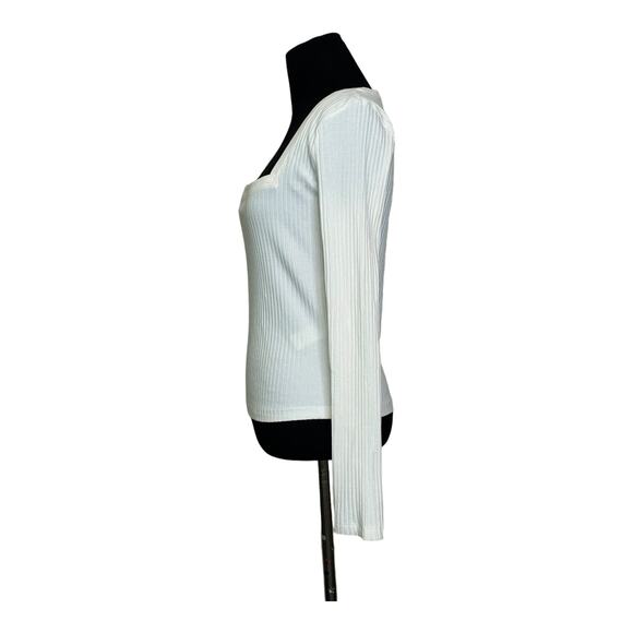 ZARA creamy white long sleeves square neck ribbed sweater size M - Picture 7 of 11